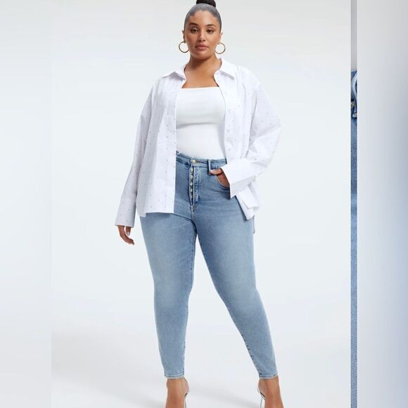 NWT Good American Good Legs Button Fly Skinny Jeans- Size 18 - Picture 1 of 7